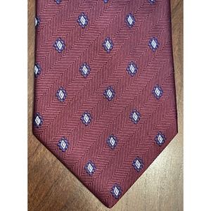 Jos. A. Bank Executive Collection Repp Burgundy Blue Hand Made 100% Silk China